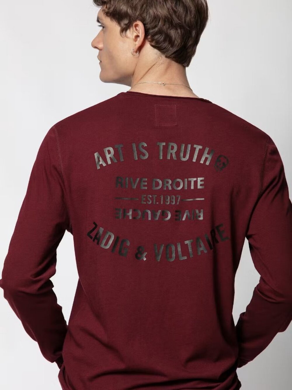 Zadig & Voltaire Monastir Blason Burgundy Long Sleeve T-Shirt - L/XL
